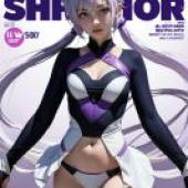 Yukine Chris Senki Zesshou Symphogear Yukine Chris，symphogear，A woman with purple hair on the front of a magazine cover.
