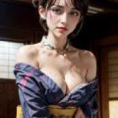 Sumie Takayanagi Mistreated Bride，一名女子穿著緊身胸衣，這是日本服裝廣告的一部分。