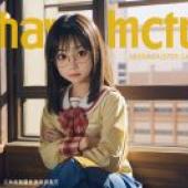 Mai Minakami 水上 麻衣，Girl with glasses and bow on her shirt.