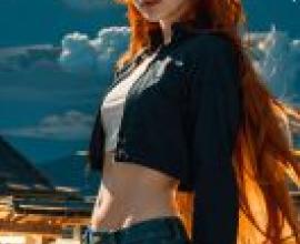 手機桌布，Kim Possible，寫實，「紅髮明日香的都市風采」