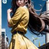 手機桌布，寶月詠子 Eiko Hozuki，黑暗集會，寫實，一位穿著黃色毛衣的女孩登上了《Eau Chic》雜誌的封面。