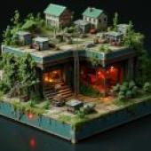 Miniature city，A Lego set that looks like a village.