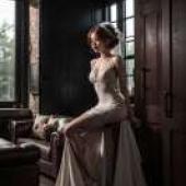 A Dark Wedding，A woman sitting on a stool in the bedroom.