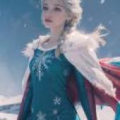 Elsa de Frozen，Girl in blue dress on cover.