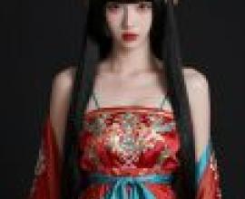 中國古代美女，一位長著黑色長髮的女子。