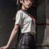 手機桌布，崎宮 ミサキ，屍體如山的死亡遊戲，寫實，身穿水手服的少女。