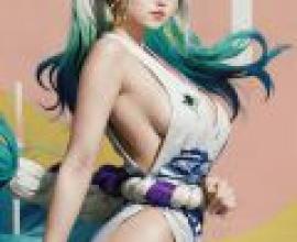 Yamato，One Piece，An anime cover of a female with a big breasts.