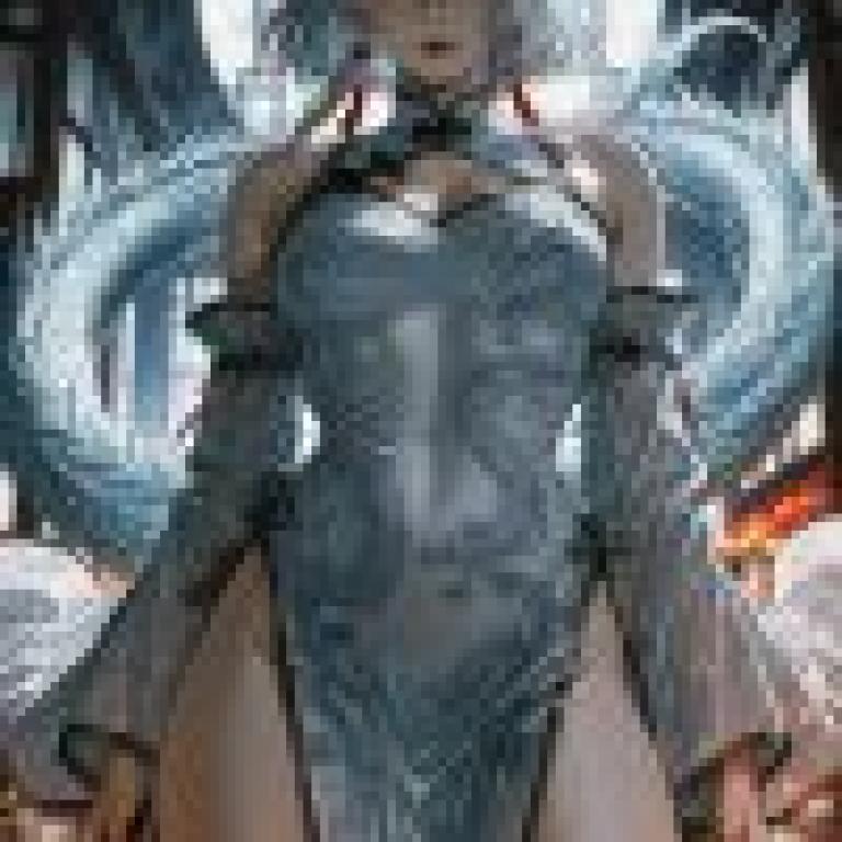 Silver Dragon，An anime drawing of blue haired woman