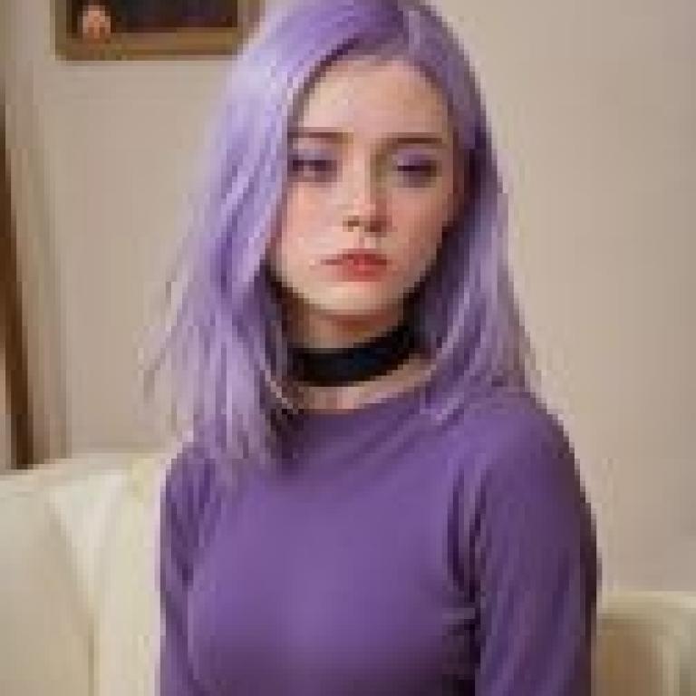 Flat，Duolingo，A girl with purple hair.