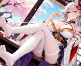 hakuhou azur lane，Chick with sword and cherry.