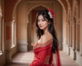 一段前世命中註定的緣分。一位身穿紅衣、頭戴鮮花的女孩。