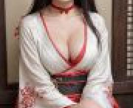 性感中國美女，一位亞洲模特，背景是“壽司”字樣。