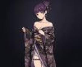 kimono，Purple kimono on woman.