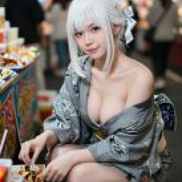 ZIT TRY01，A woman in a kimono sitting on the ground eating candy.
