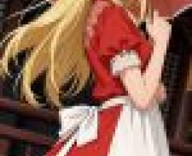 Red Temptation，The cartoon woman is holding an umbrella.