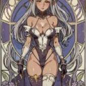 Laini Queet (レイニ・クウィート)，A girl with a long white hair and a bow in her head.