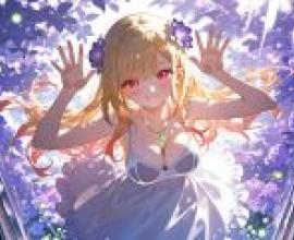 kitagawa marin，Anime girl with hands up.