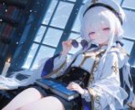 The Mysterious Castle Mistress，A girl in glasses holding book with blue and gold clothes.