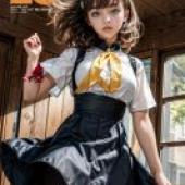 Hajime Ichinose Gatchaman，女孩在木牆前擺姿勢。