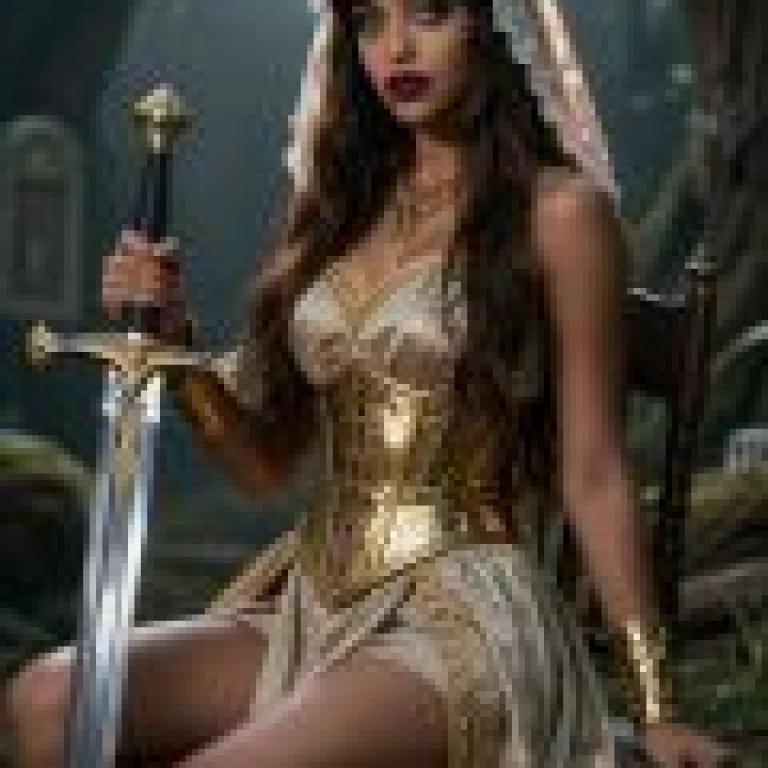 Proud Goddess，A woman in costume holding a sword.