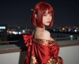 The Ghost on the Top Floor，A young woman with red hair and a red dress.