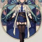 Aizawa Ema VTUBER，這位女孩穿著一條藍色裙子。