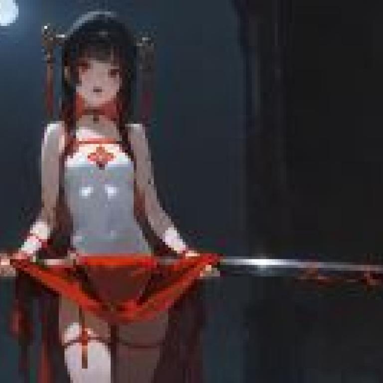 旗袍與中國式巨劍，動漫少女持劍。