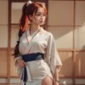 Live version， Japanese kimono beauty， beautiful tablecloth， anime desktop， beauty of harmony