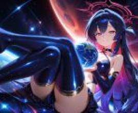 星球之母，一個藍頭髮的女孩，手裡拿著一顆冰雪星球。