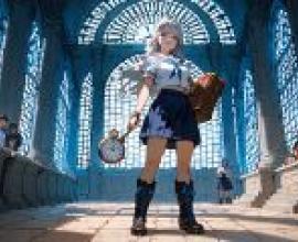 Time Guide，A cartoon girl with blue knee pads.