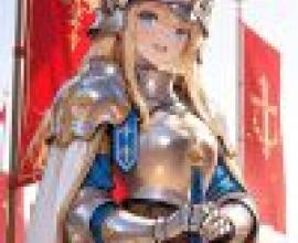 parallel，Blue and gold armor on a girl.
