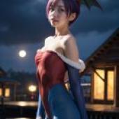 Lilith Aensland DarkstalkersA woman in red and blue standing in front