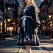 手機桌布，韓風長腿美女寫真，真人，日式雅趣：街頭袴和服潮流