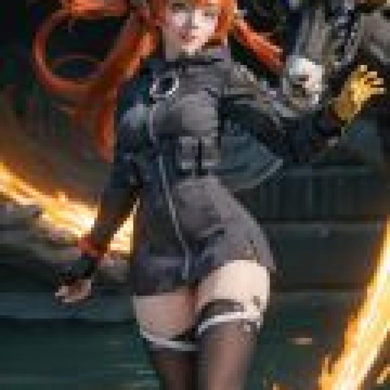 Orphie Magnusson Zenless Zone Zero，動漫女孩拿著牛頭看著你。