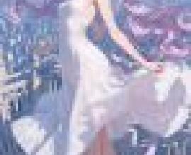 Leisurely memories，A cartoon character in a white dress with a big bow.