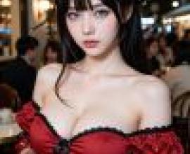 美麗的攝影師，一位穿著紅衣的女子。
