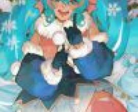 初音未來，身穿藍色衣服、頭戴蝴蝶結的動漫女孩。