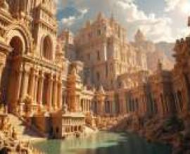 亞特蘭提斯幻象，一座大型建築被許多較小的建築環繞。