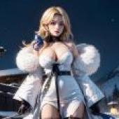電腦桌布，真人版，Ludmilla， Winter Owner，勝利女神：妮姬，「雪山姿態：韓國動漫風情」