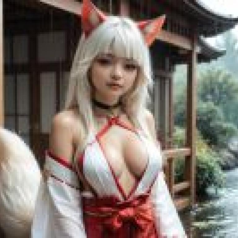 Fox Witch，A woman with big boobs wearing a red dress.