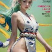 Yamato，One Piece，A girl wearing a white dress with Japanese text around her waist.