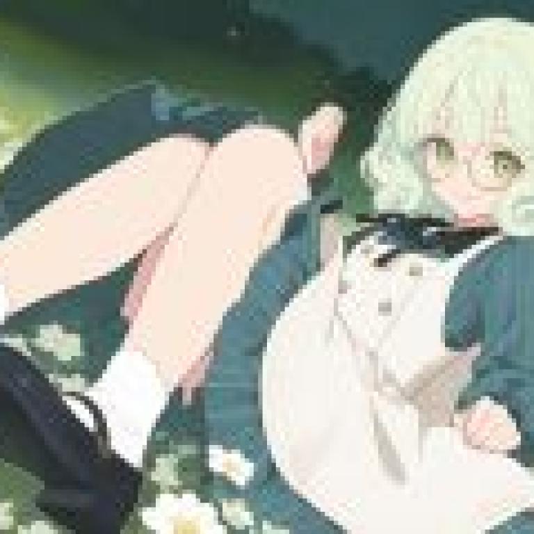 A beautiful dream on the green grass，The girl is on the ground.