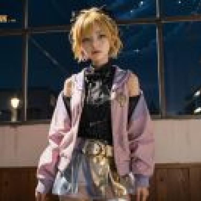 Kurumi Noa (Kurota noa)，A girl poses in front of a window in a pink jacket.