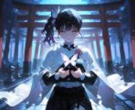 Tsuyuri Kanao，A girl with black hair wearing a white jacket and bow 