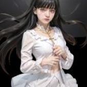 Anne food wars shokugeki no soma，A girl with long dark hair wearing a white dress.