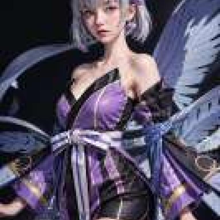 陰陽師 Onmyoji Izuna Tenma Awakening，Anime style character with purple wings.