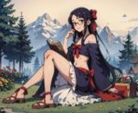 鄰家女孩，一個女孩正在看書。