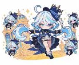 chibi，a princess with blue hair.