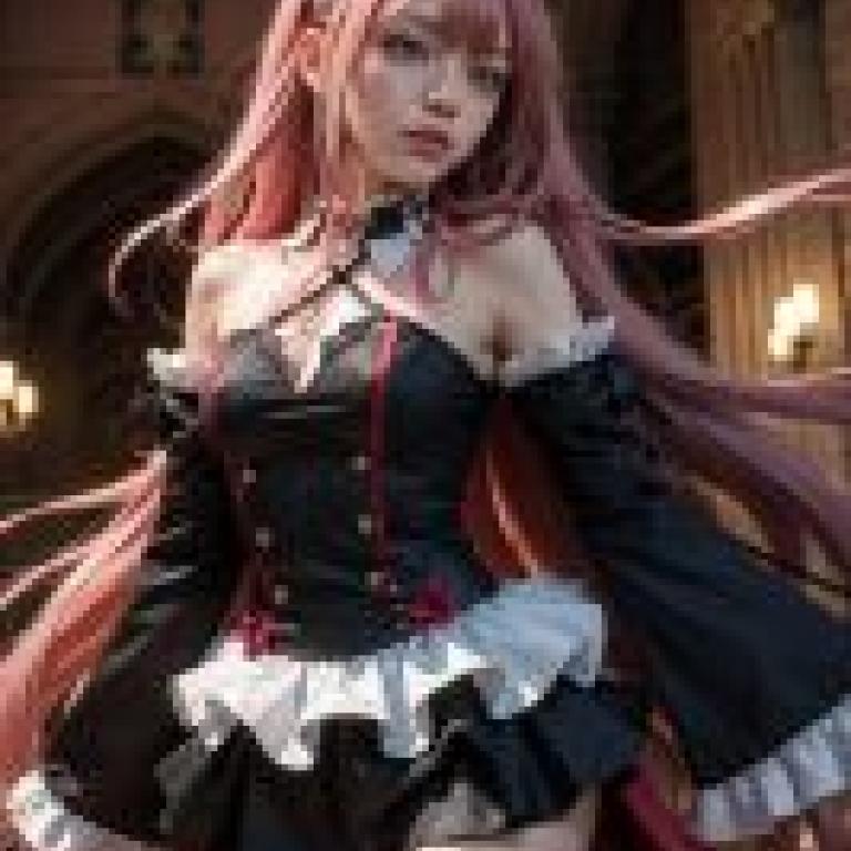 krul tepes，Seraph of the End，Woman with long pink hair and black outfit.