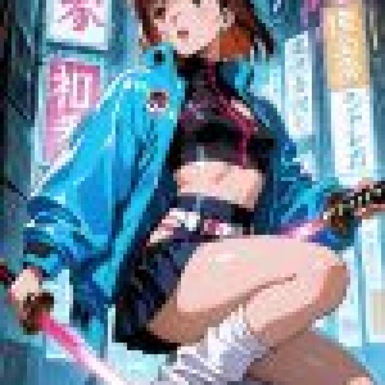 Fighting Girl，A woman holding a sword in the rain
